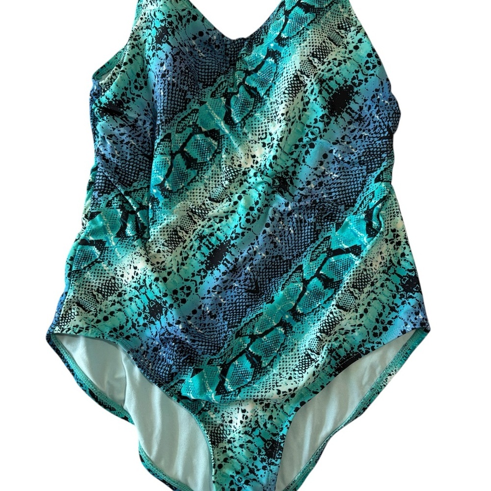 Catalina Women’s M 8-10 One Piece Swimsuit Blue Atoli Snake Print Padded Lined